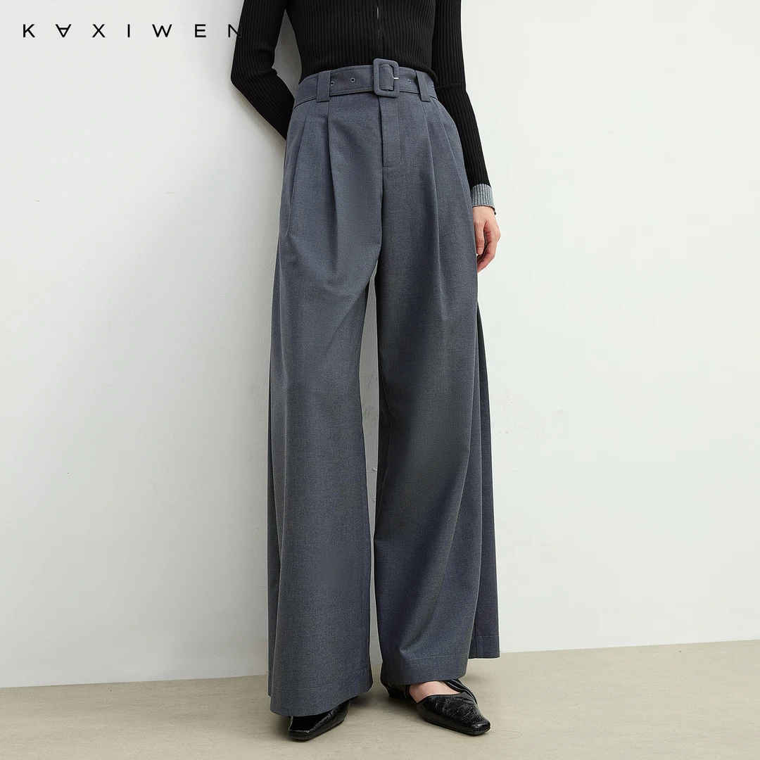 佧茜文高腰垂感直筒裤【秋新】时尚通勤宽松阔腿长裤女D07CKW7019