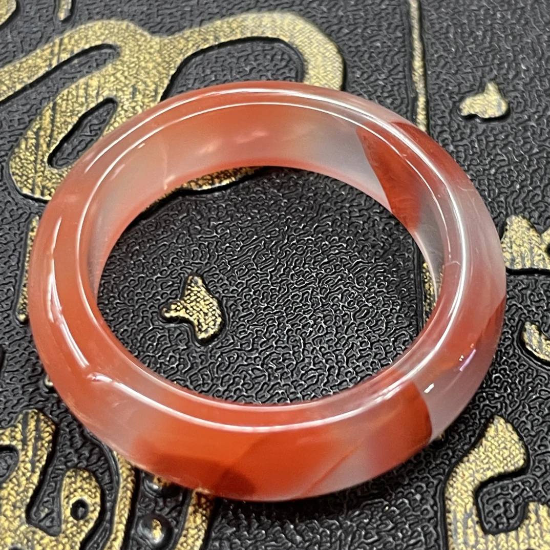 精品南红戒圈戒指指环冰飘红内径22.8mm整体30.8x7mm品质珠宝