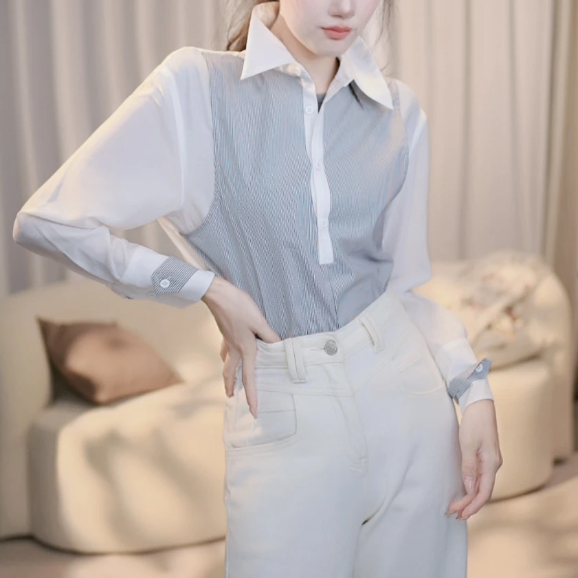 7.8【格雷高知】时尚气质拼色衬衫