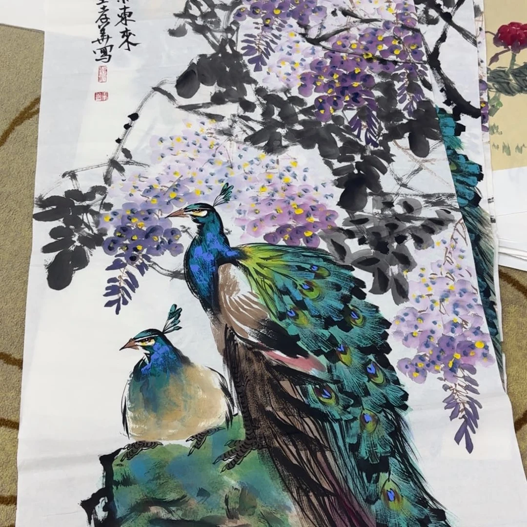 野***渡国画王孝华四尺花鸟艺