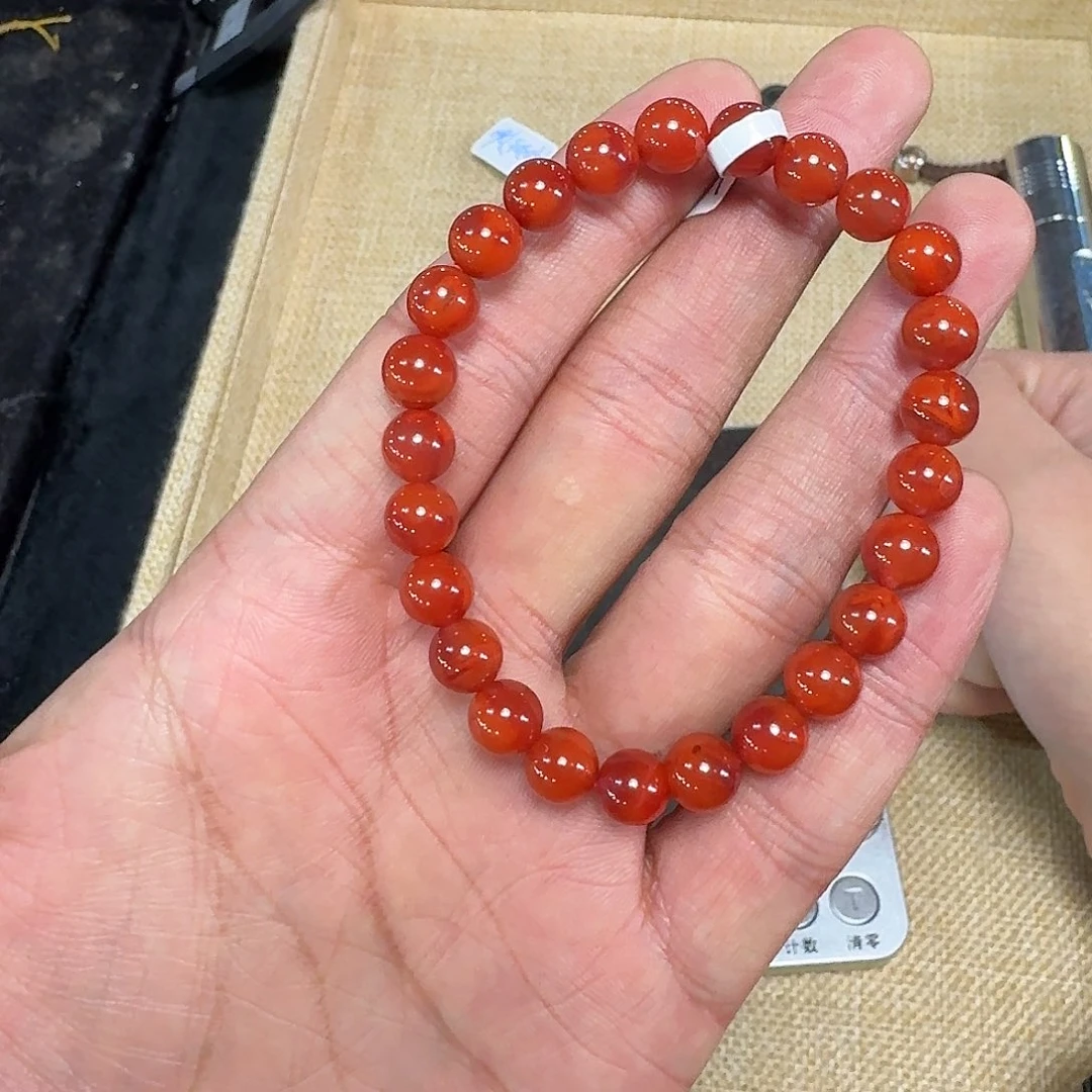 南红玛瑙未镶嵌手链原矿南红手串7mm➕高品质妖火炎