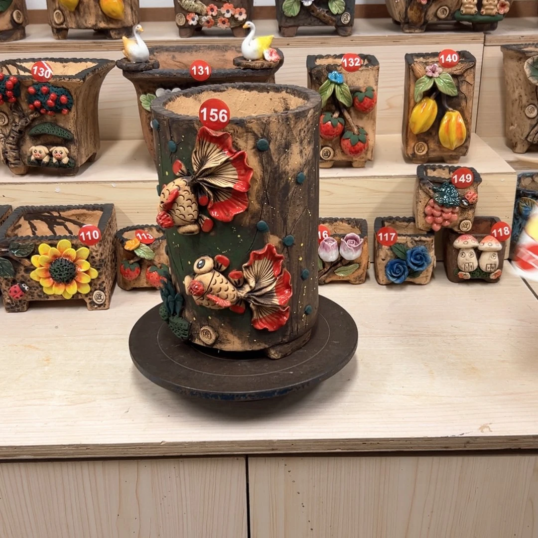 紫砂花盆138号内口15外高27微微瑕