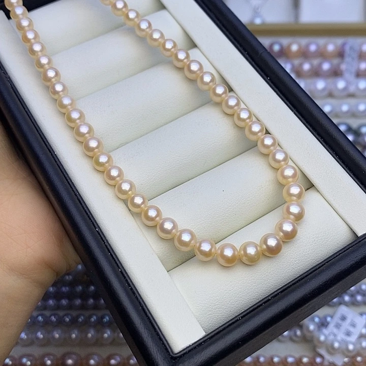 淡水珍珠未镶嵌项链奶油金 5.5-6