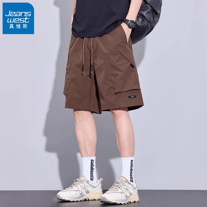 真维斯工装短裤男夏季薄款2025新款美式潮牌宽松直筒休闲中裤子男