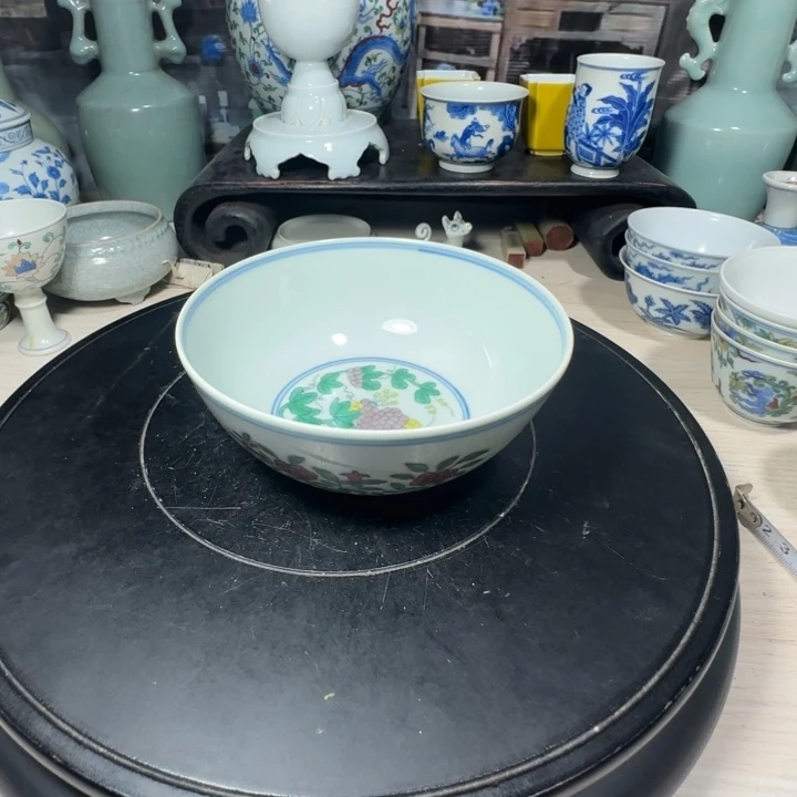 正***戒摆件青花花卉小小摆件