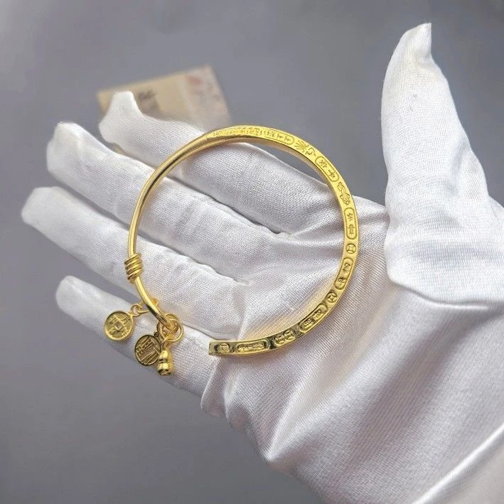 铜合金手链 新中式古法招财福禄实心手环福字葫芦吉言手镯饰品