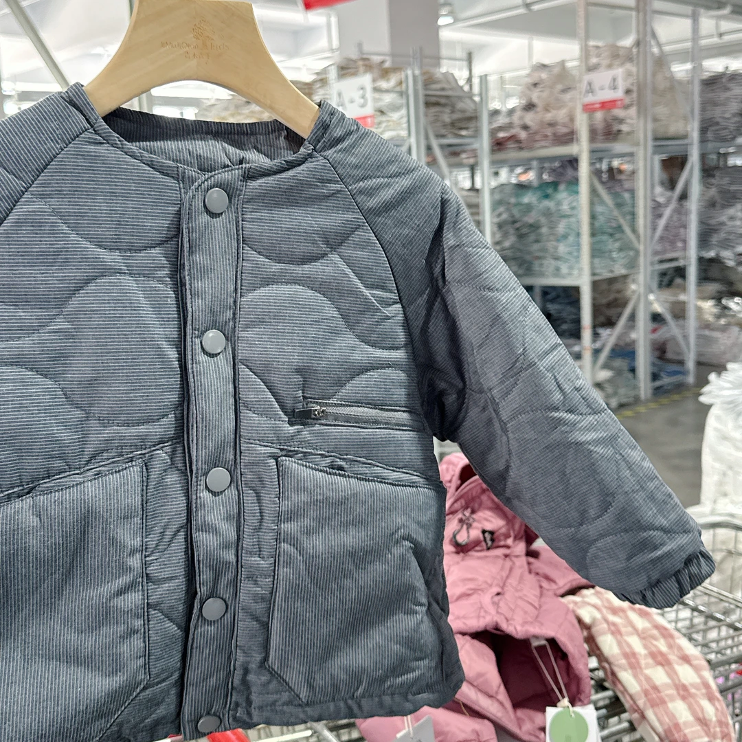 【JMJQ 25312】深秋冬季儿童休闲保暖加厚葫芦绗棉御寒贴袋无领外套