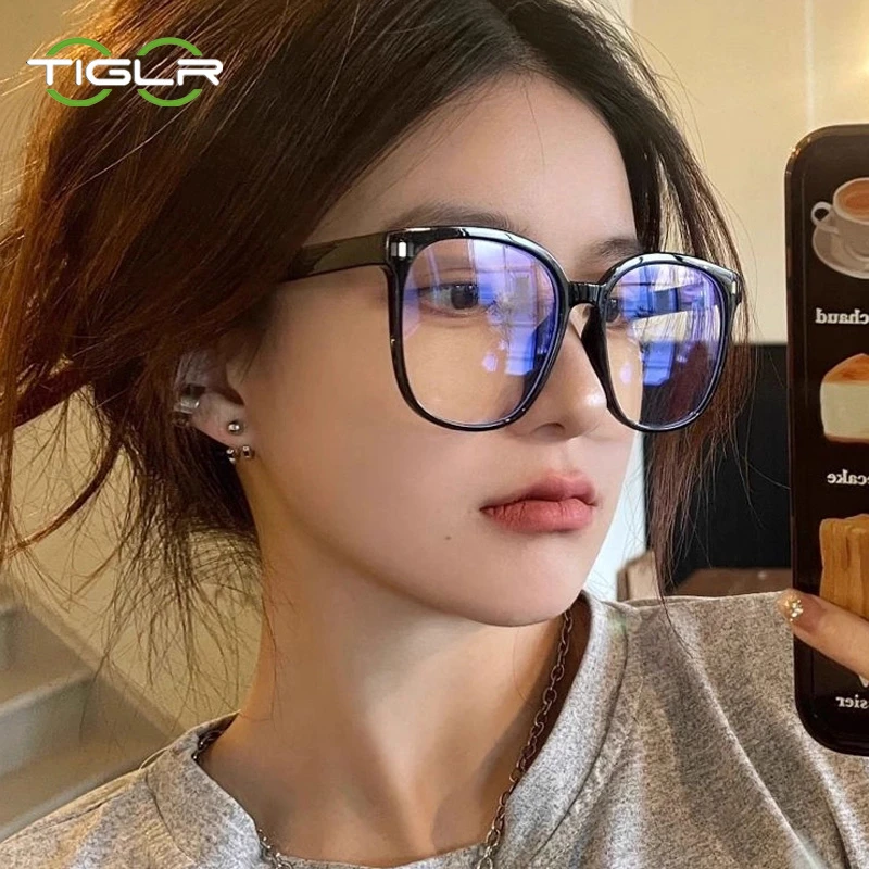 黑框近视镜女显脸小防蓝光可配度数大脸显瘦修颜不夹脸大方框眼镜