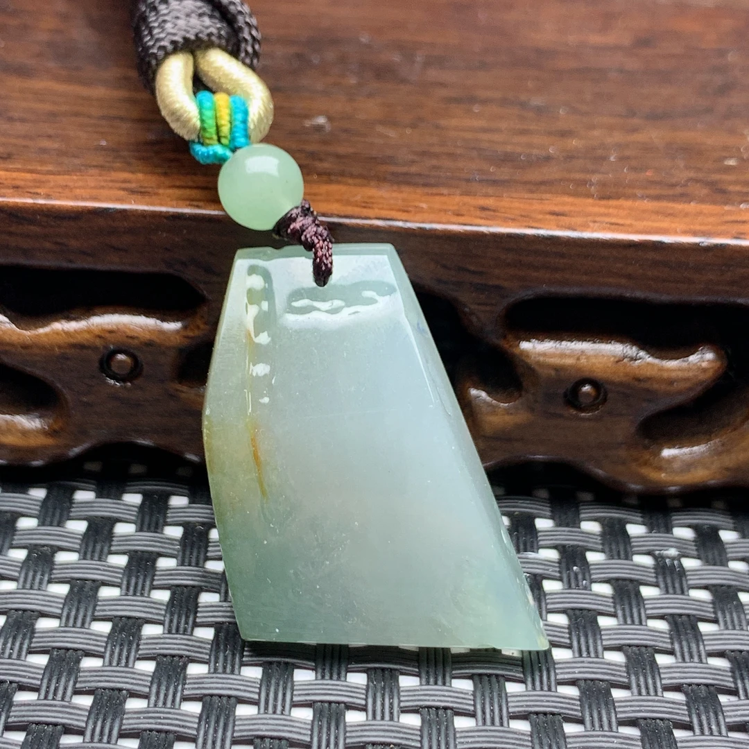 天然翡翠原石挂件多彩色天空蓝褐匪特色随型吊坠挂坠A货缅甸料