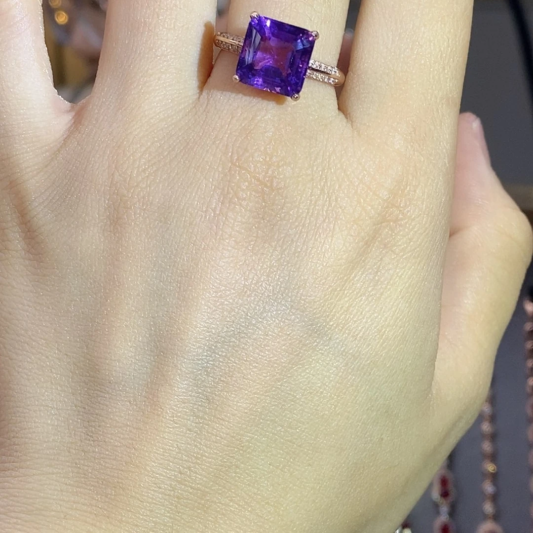 戒指银S925镶嵌紫晶