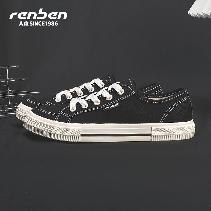 人本帆布鞋2025爆款一脚蹬ins风厚底增高潮流低帮ol潮