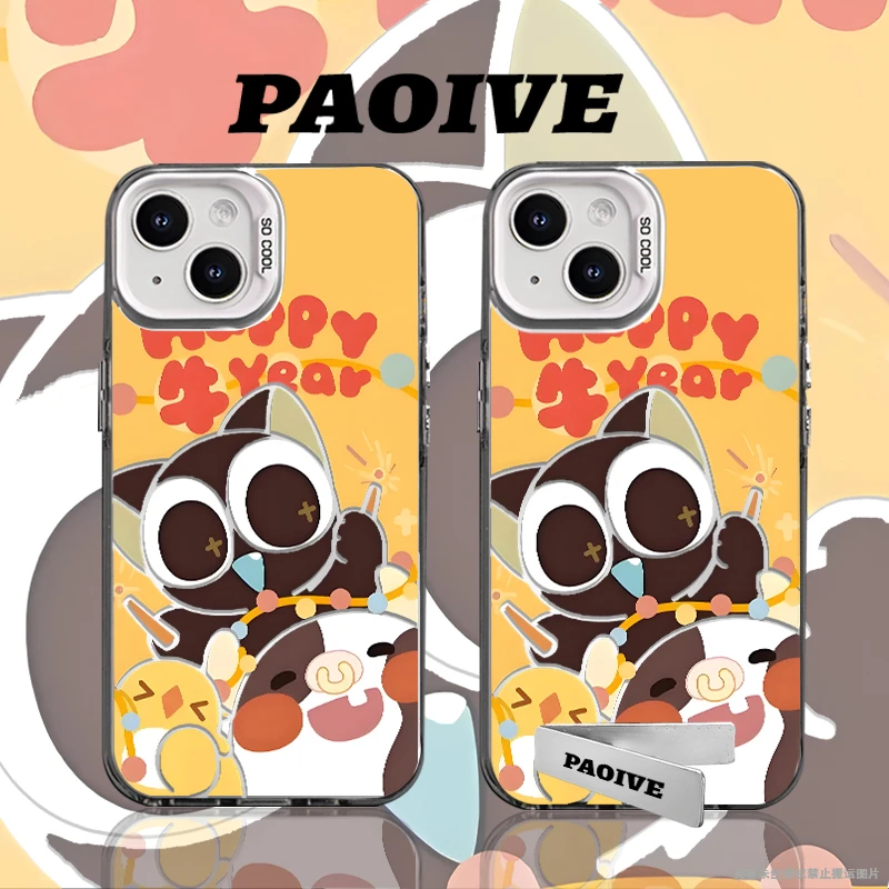 罗小黑适用苹果华为vivoiPhone小米三星防摔彩银手机壳