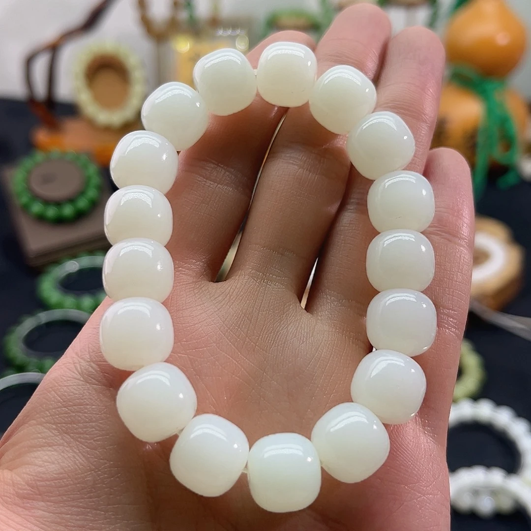 和田玉未镶嵌颈饰白玉-羊脂级-13mm老型-手串