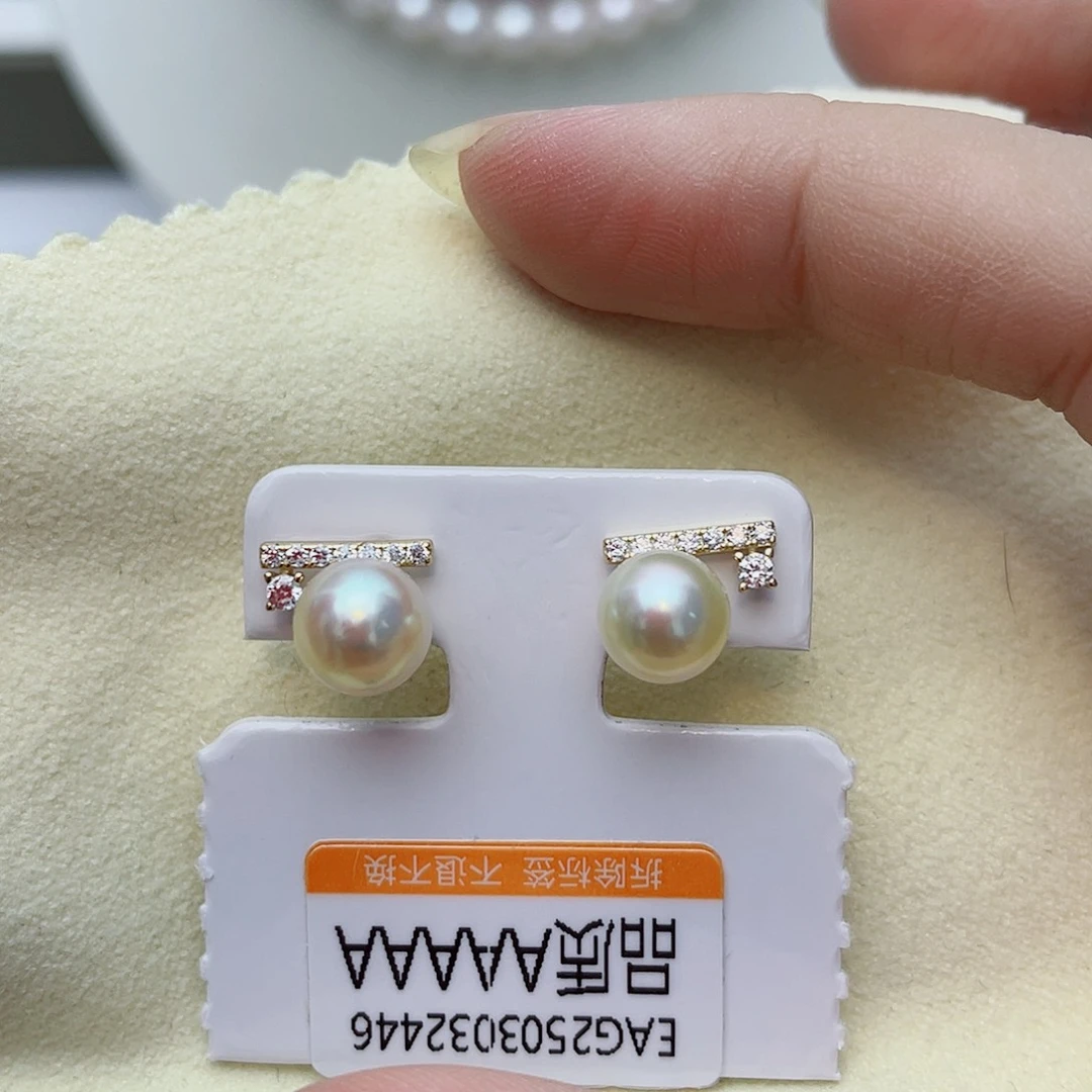 银S925镶嵌耳饰海水珍珠w54