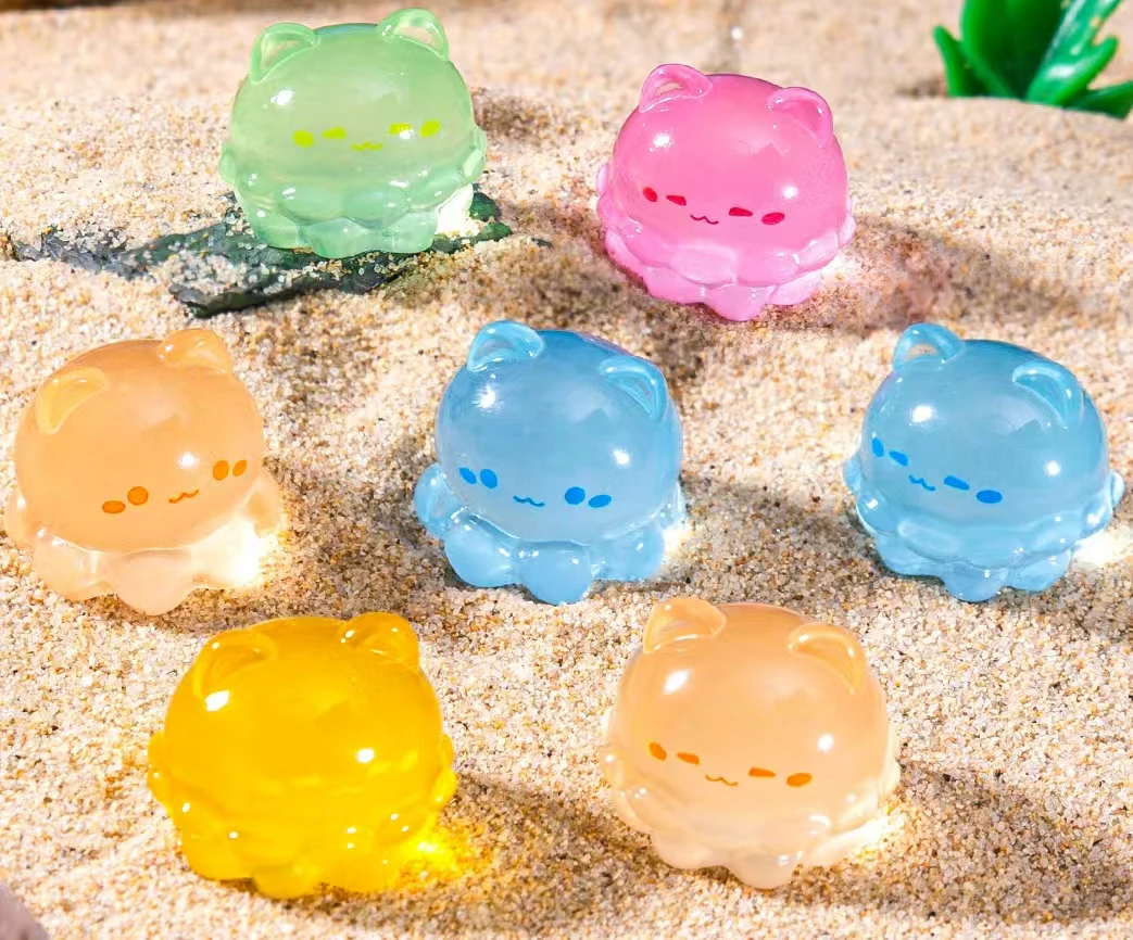 直播拆(对对碰玩法)夜光可爱水母乌贼海洋动Diy摆件