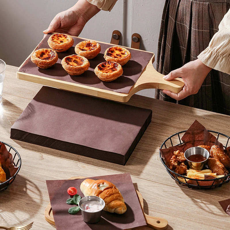 防油纸垫吸油纸咖啡色商用食品级隔油纸烘焙蛋糕油炸小吃拖盘纸垫