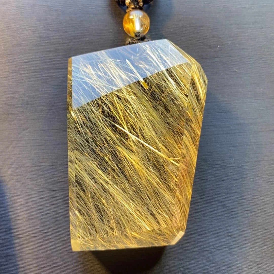 水晶颈饰未镶嵌天然水晶金发晶随形吊坠