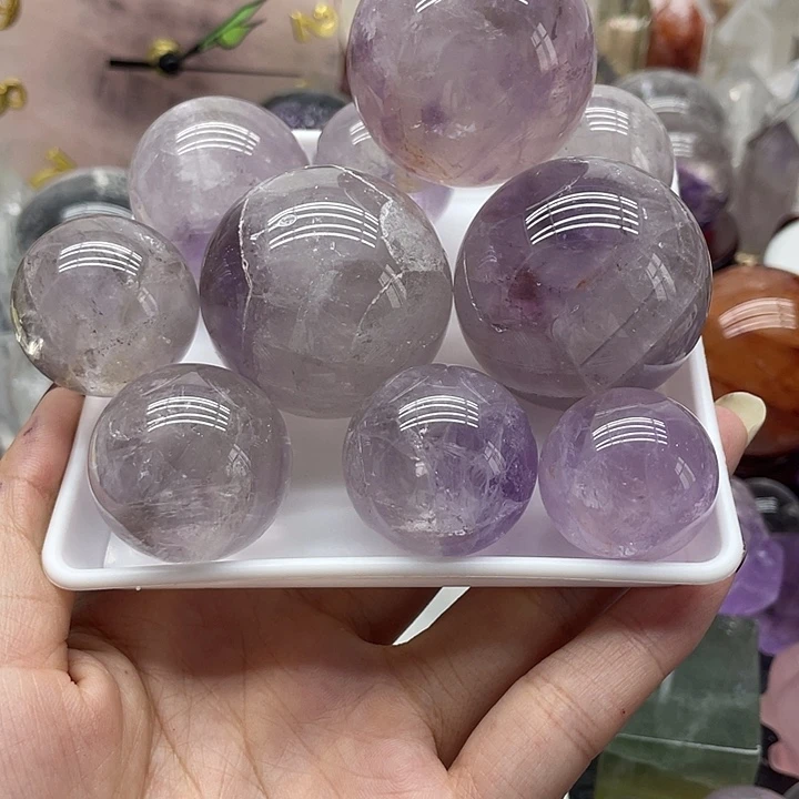 青***）未镶嵌珠宝半成品水晶39紫水晶球