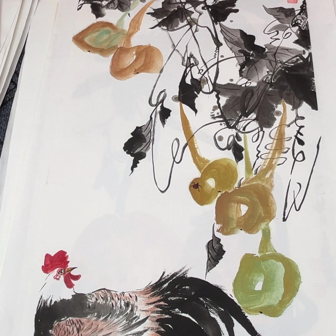 国画三尺花鸟作品