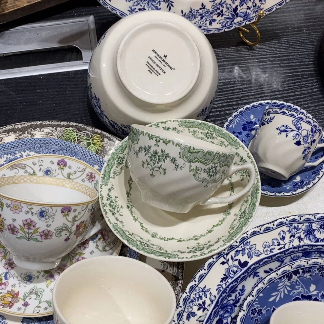 瓷微瑕绿色咖啡杯碟