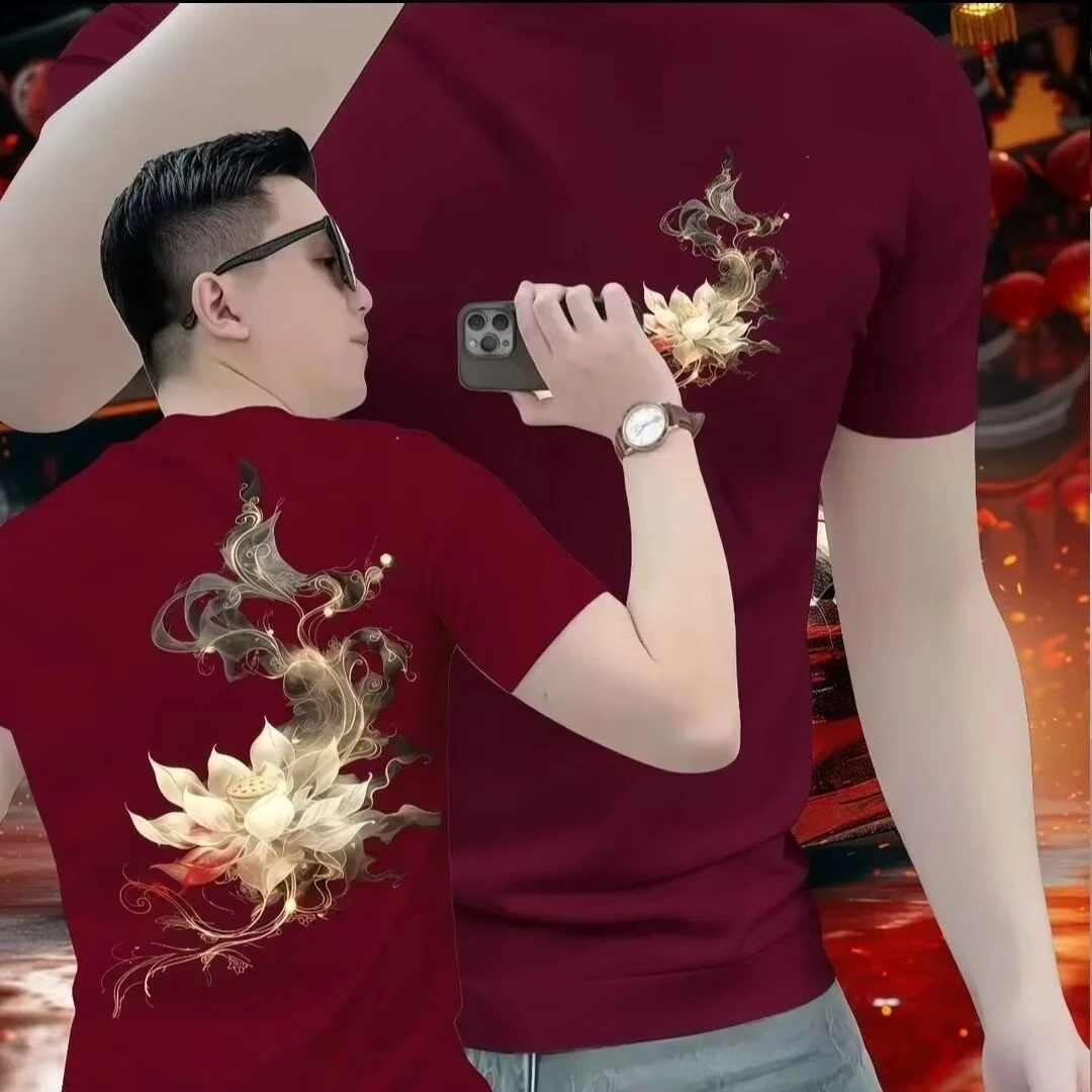 时尚男士春夏新款高级潮牌百搭休闲品质纯棉短袖帅气青年轻奢T恤