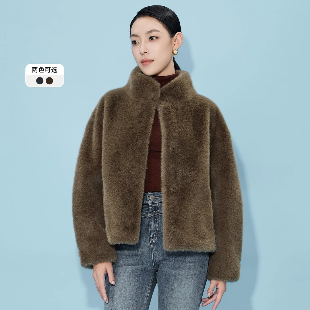 人造皮草 【娜娜甄选】马天奴防风长袖百搭女毛绒立领皮草