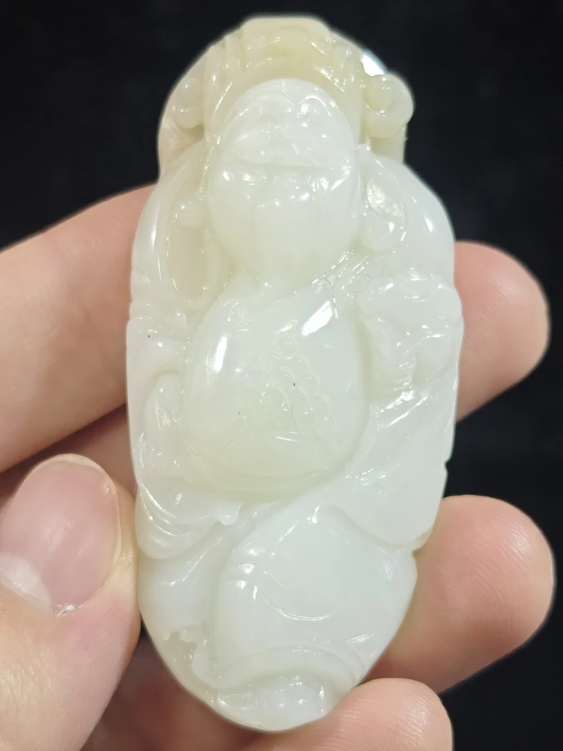 天然和田玉财源滚滚手把件挂件吊坠35克61*28*13mm