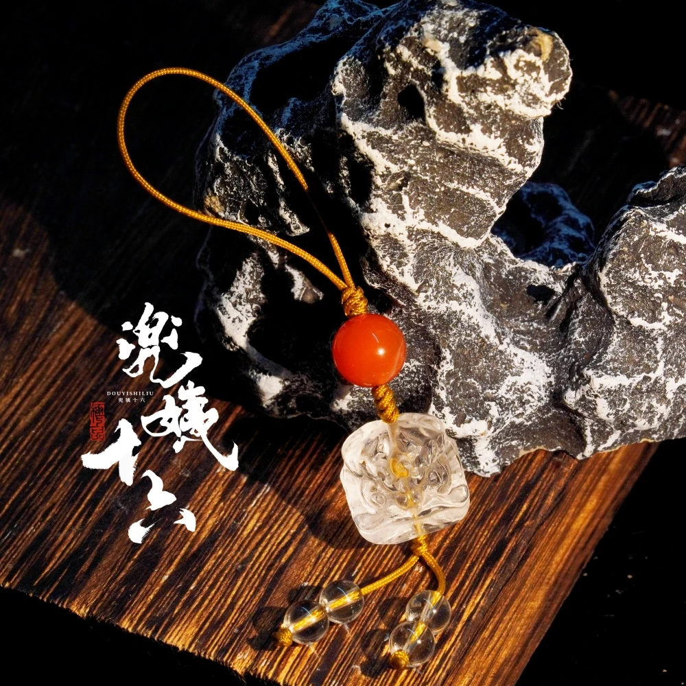 原创设计款小醒狮白水晶挂件（多样性发一）