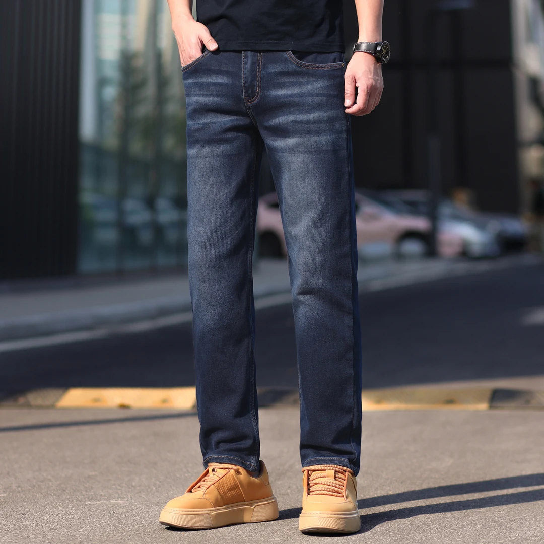 保罗正品秋冬季男士牛仔裤修身直筒合体版型怀旧复古百搭弹力牛仔