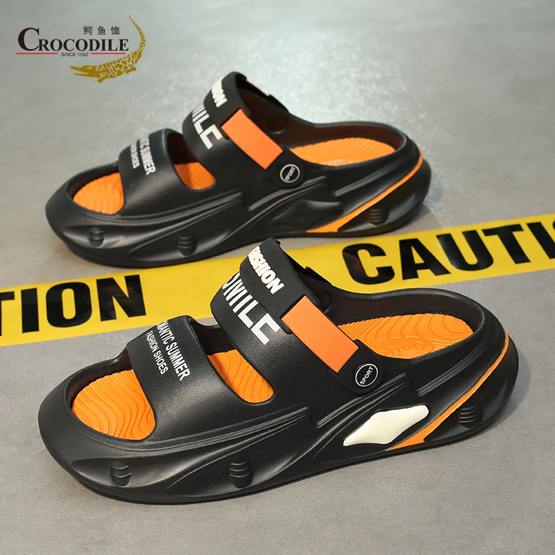 鳄鱼恤夏季新款潮流男士沙滩鞋软底软面防滑耐磨时尚潮流外穿凉鞋