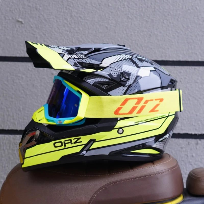 ORZ国标3C摩托车越野盔头盔山地速降自行车安全帽室内卡丁车全盔