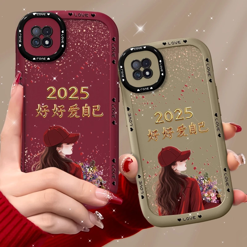 适用opporeno4se手机壳捧花爱自己泡芙壳硅胶软壳全包保护套