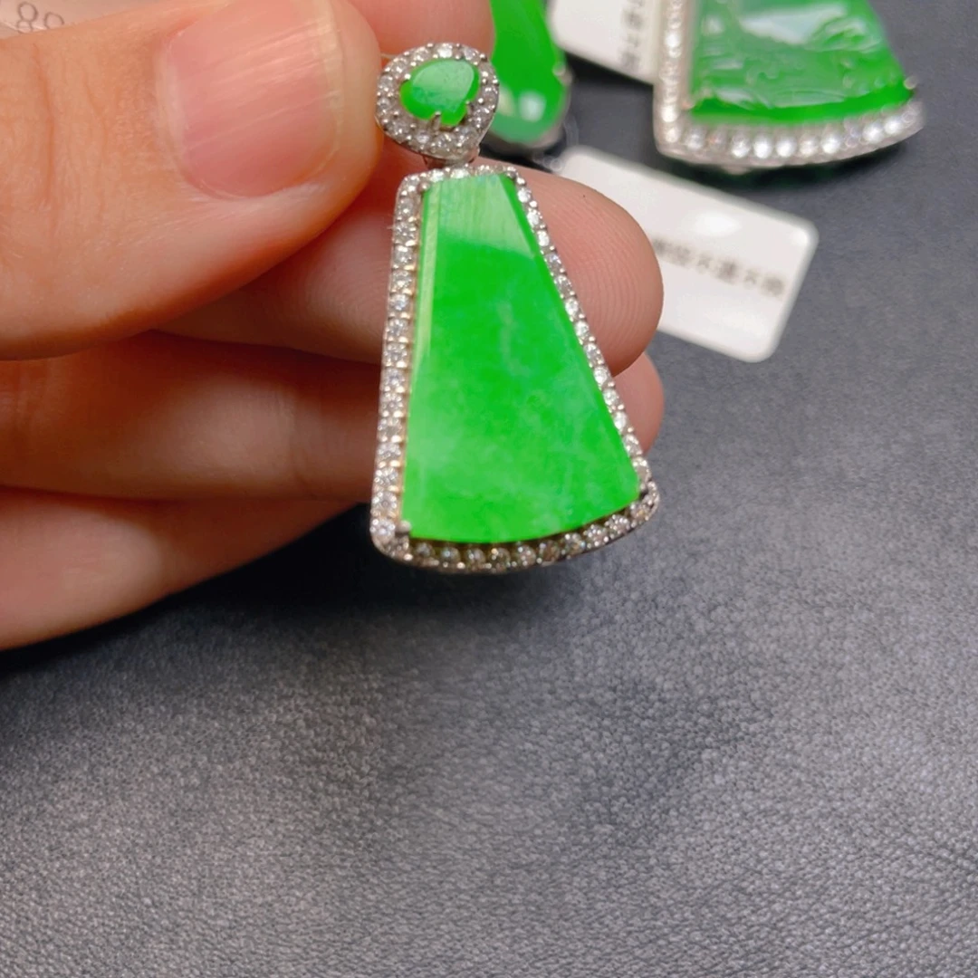 翡翠银S925镶嵌吊坠(不含链)