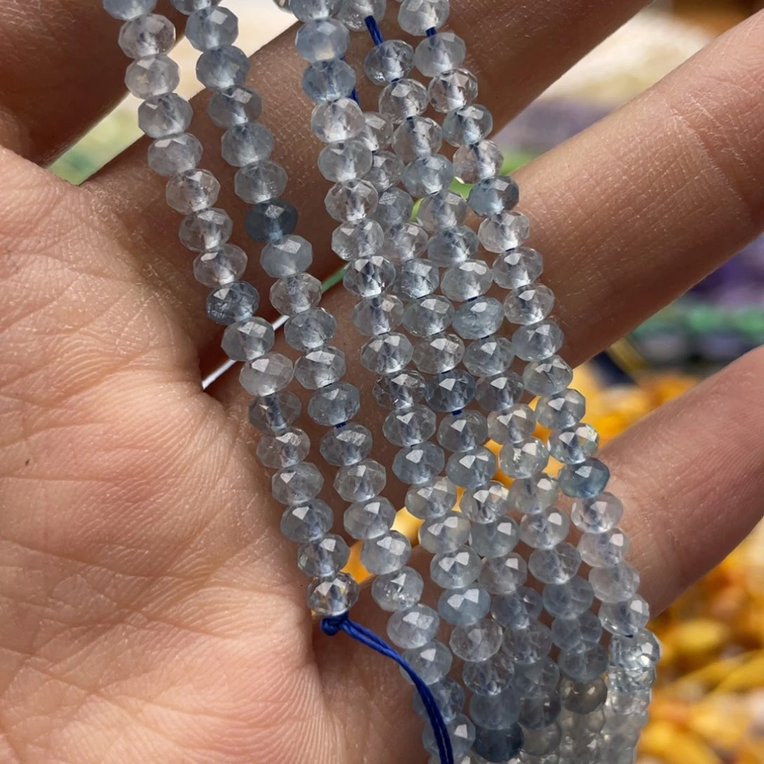 玛瑙/玉髓合金珠宝半成品一条装卡4左右海蓝宝切面算盘