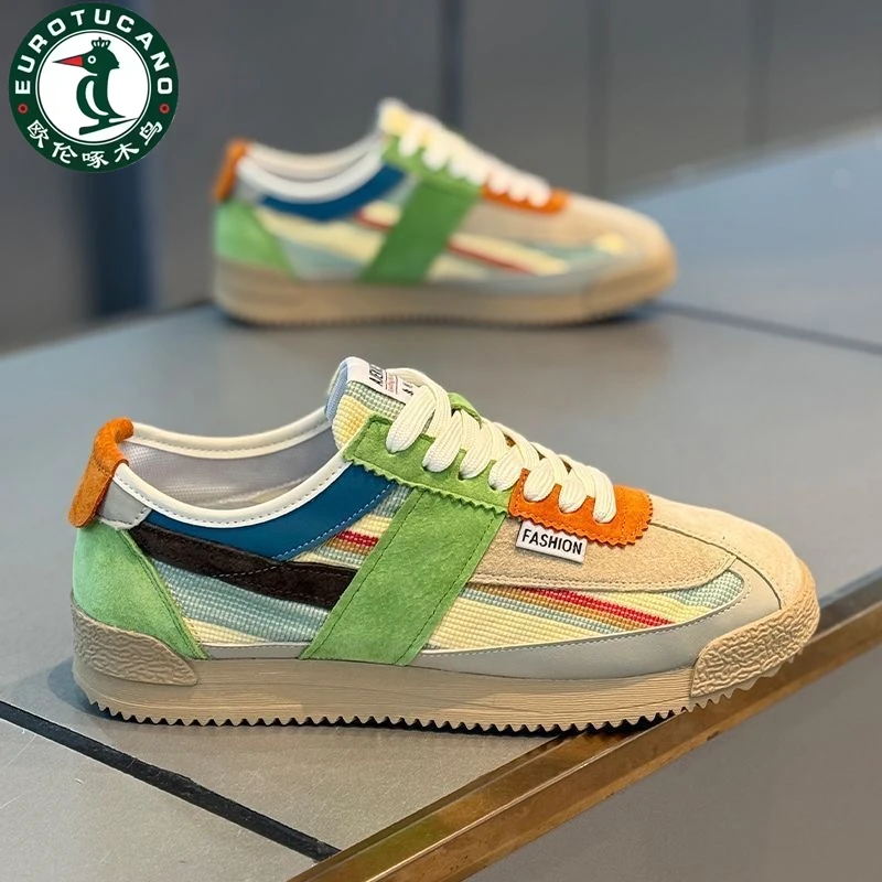 欧伦啄木鸟夏季男鞋透气阿甘帆布鞋子男款低帮软底运动休闲潮板鞋