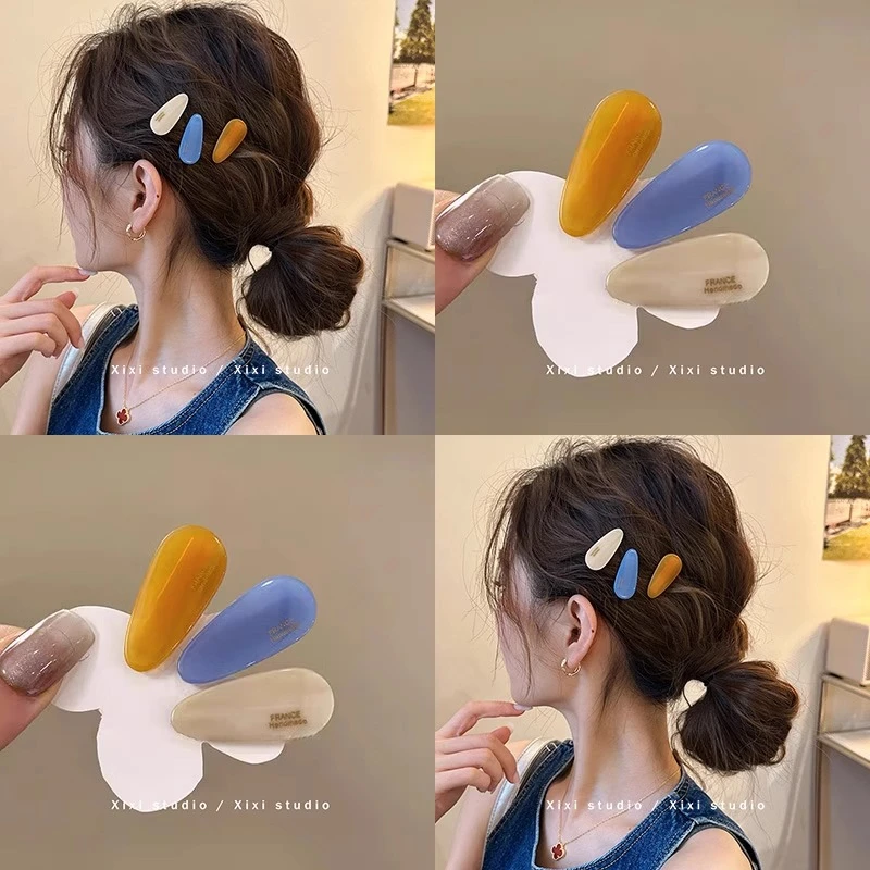 xixi Studio七彩油画！彩色水滴小夹子！可爱鸭嘴刘海夹旅行发卡