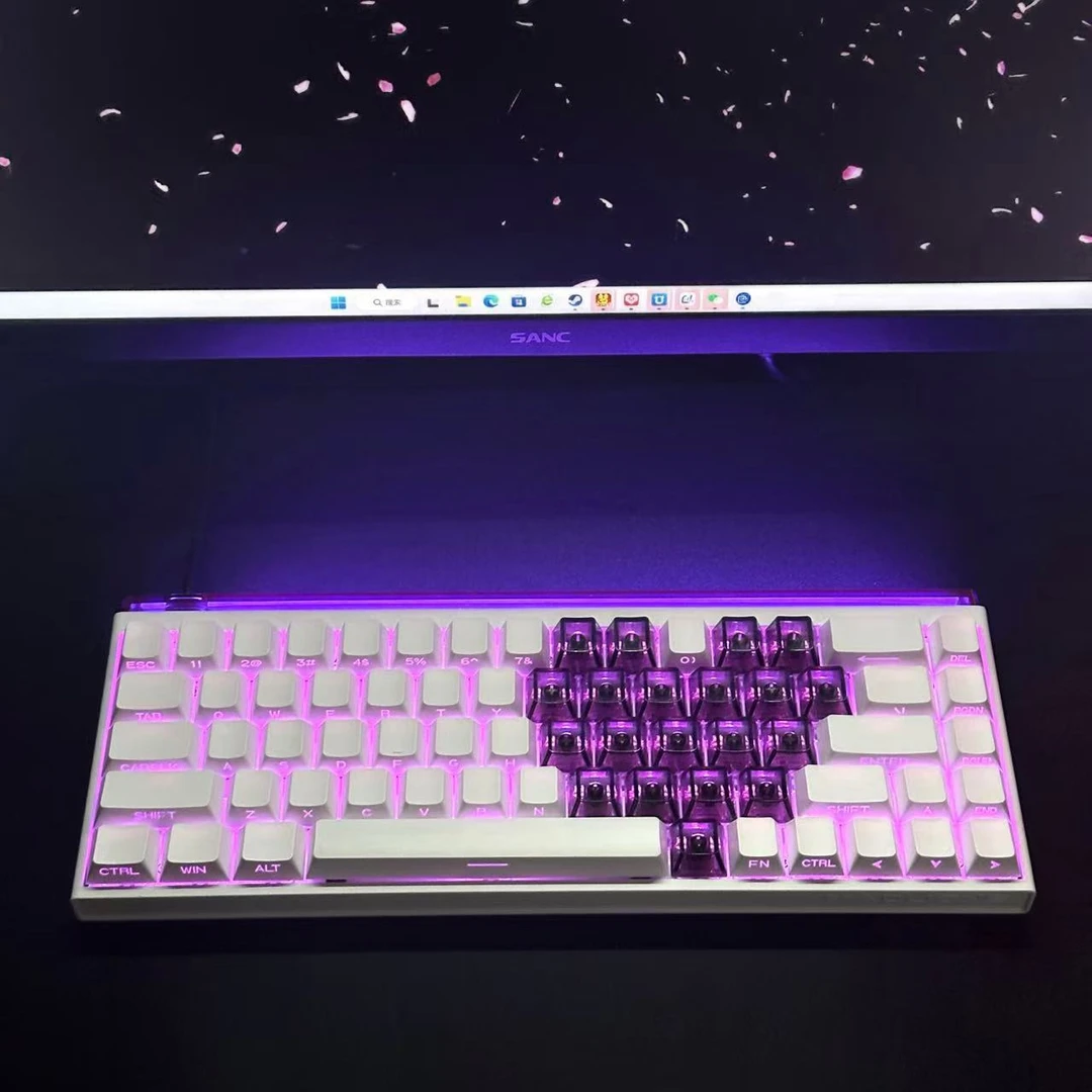 透明爱心双拼侧刻键帽 原厂高度透光pbt侧刻键帽适配机械磁轴键盘