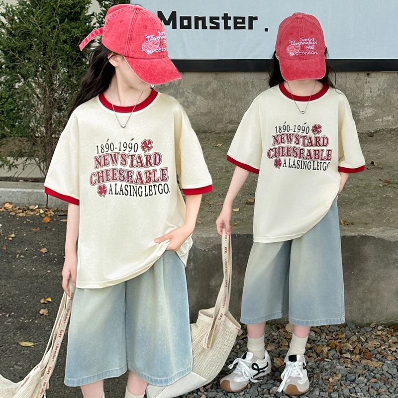 女童夏装套装2025新款6-12岁15岁中大童装休闲运动洋气潮流两件套