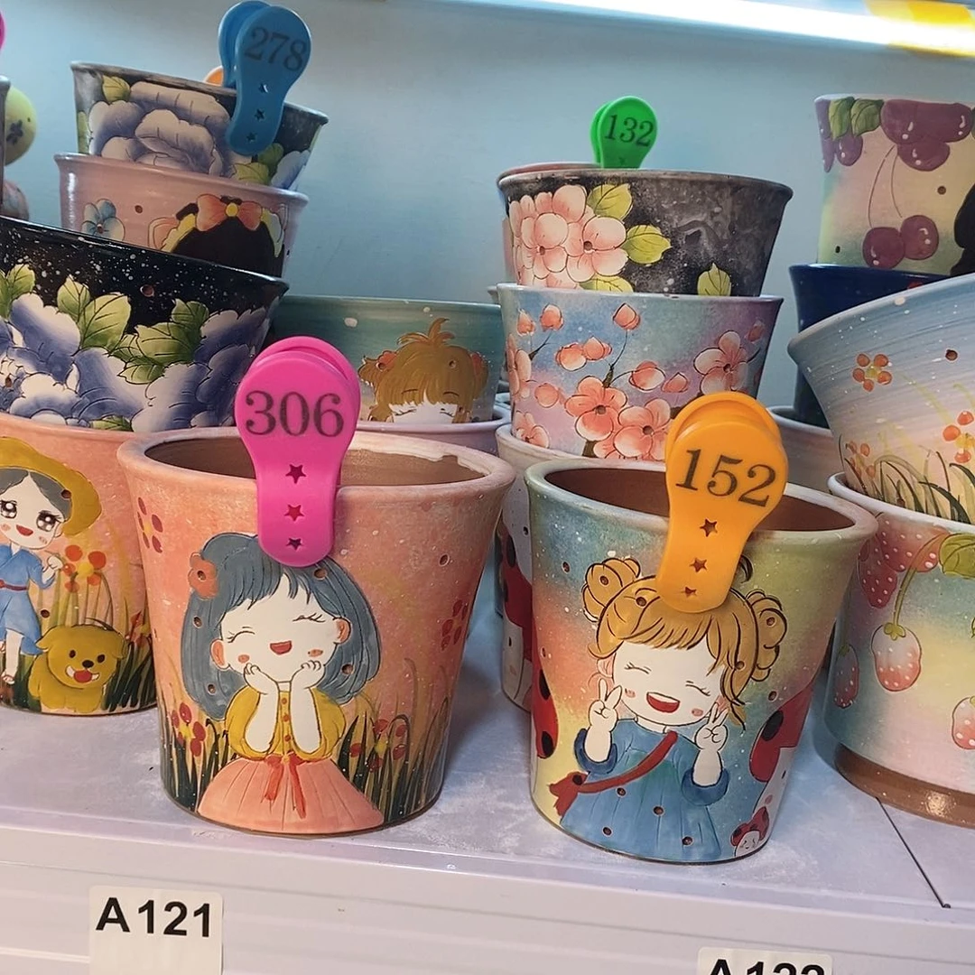 紫砂花盆素**水红陶手绘花盆