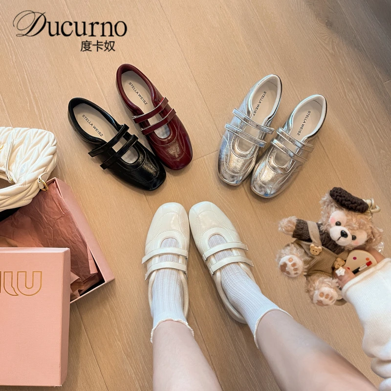 度卡奴2025年时尚芭蕾百搭厚底法式玛丽珍运动女鞋休闲复古德训鞋