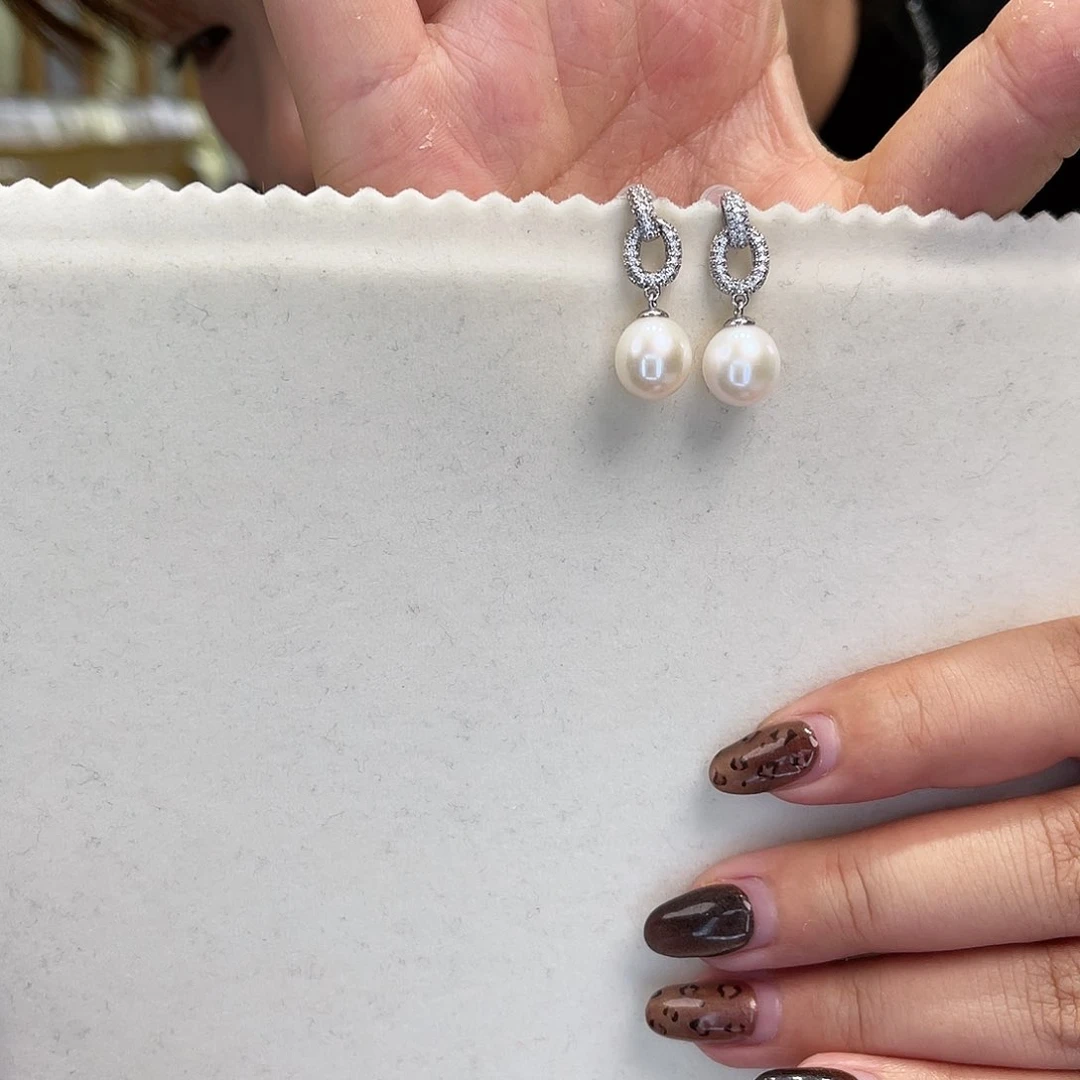 淡水珍珠耳饰银S925镶嵌