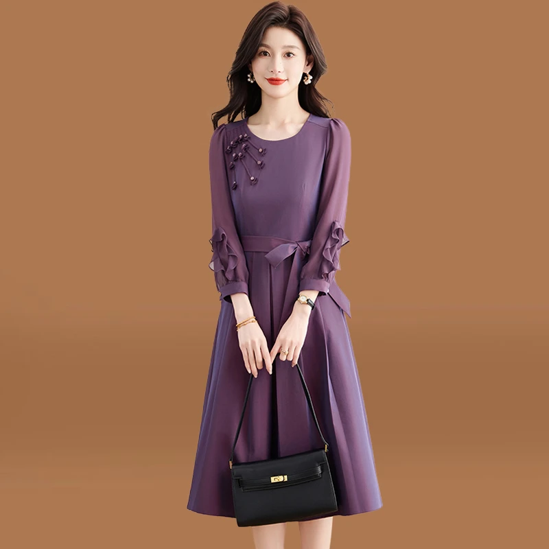 喜婆婆婚宴装礼服品牌妈2025新款爆流行高端紫色轻奢连衣裙夏