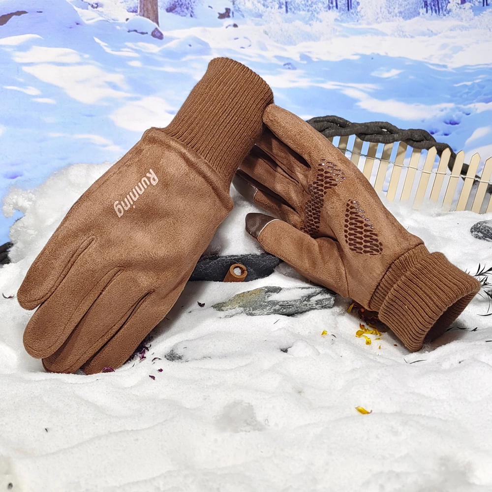 骑车防滑手套女士秋冬季新款骑车保暖防风防寒可触屏加薄绒