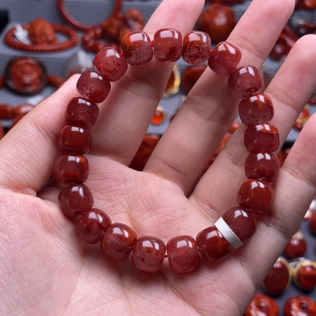 南红玛瑙未镶嵌珠宝奇石单圈11mm