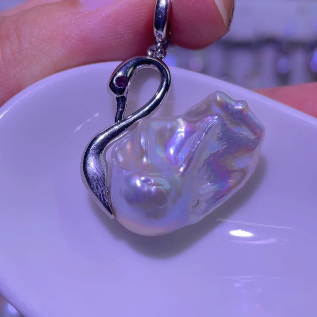 淡水珍珠银S925镶嵌天然淡水珍珠吊坠