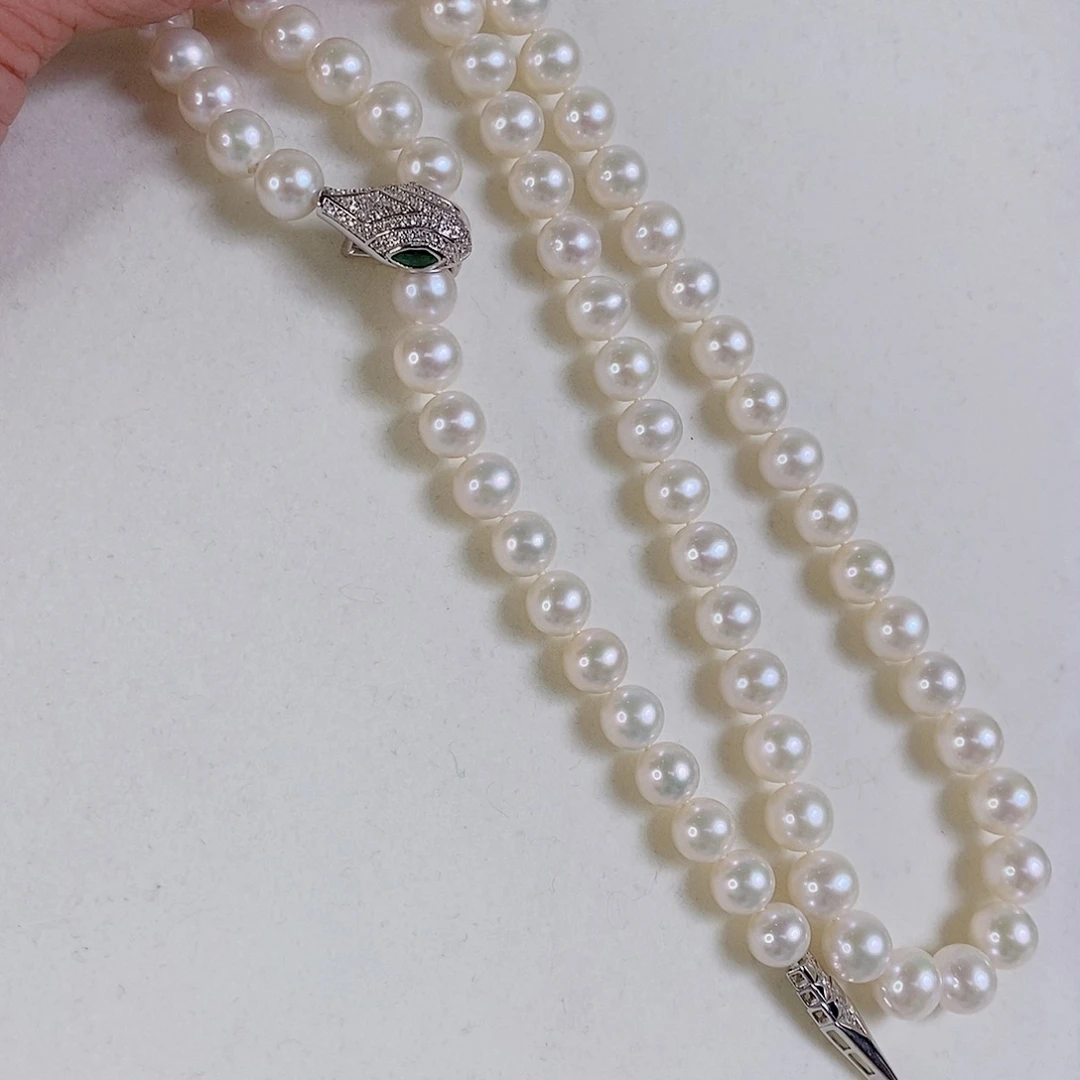 淡水珍珠项链银S925镶嵌8.5-9.5
