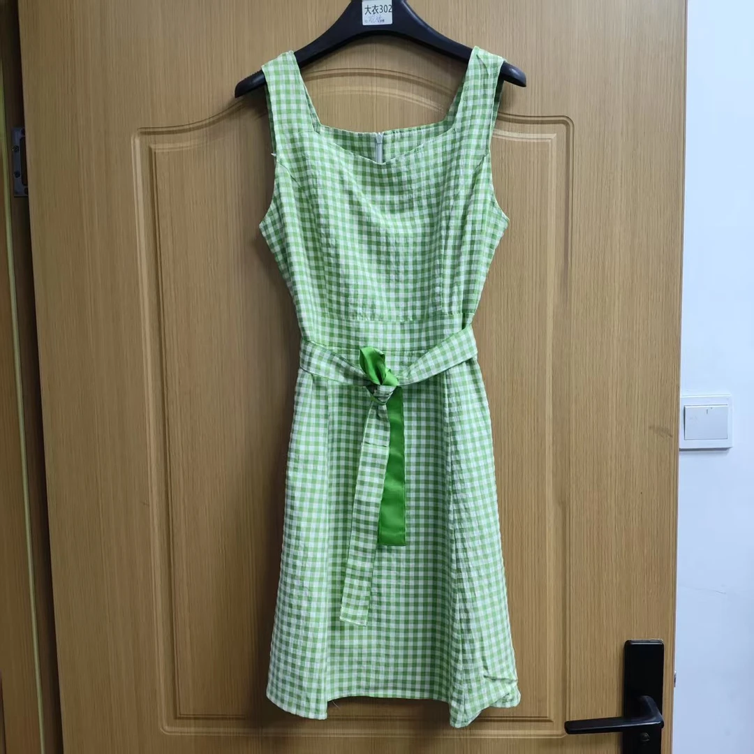 品牌剪标！法式复古减龄格子连衣裙甜美小清新裙子L1070(A20-12