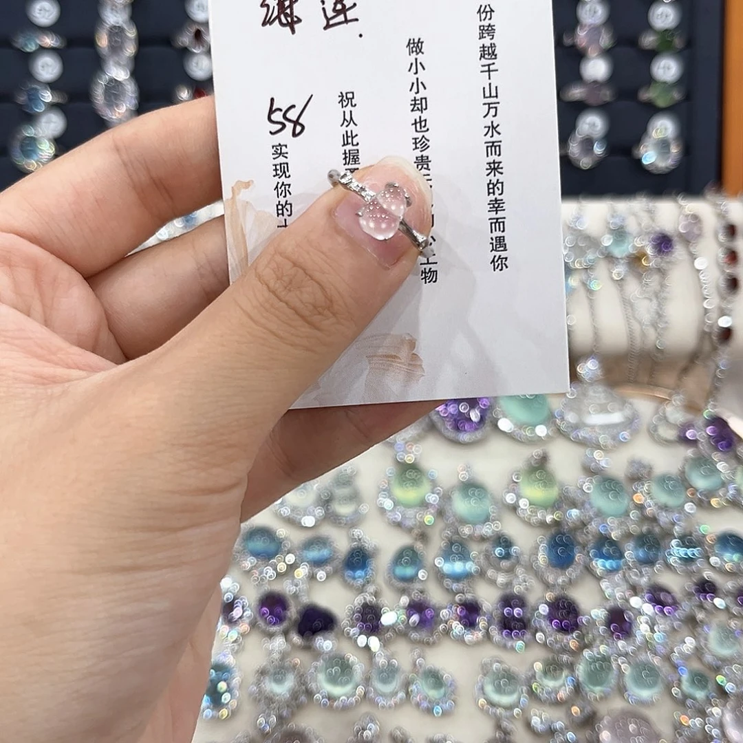 海***莲银S925镶嵌蛇纹石玉戒指