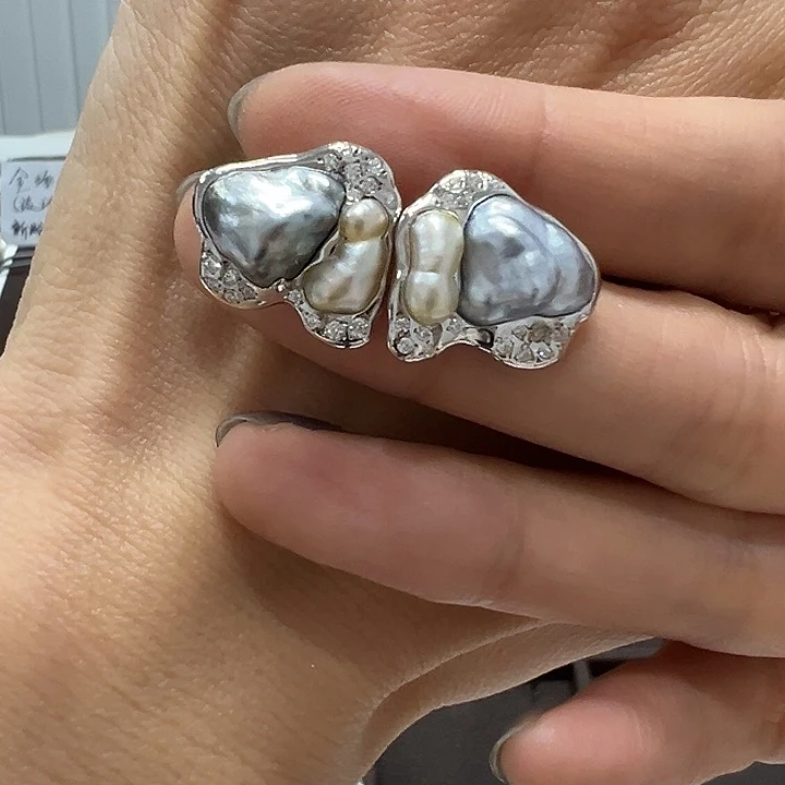 银S925镶嵌耳饰海水珍珠小*