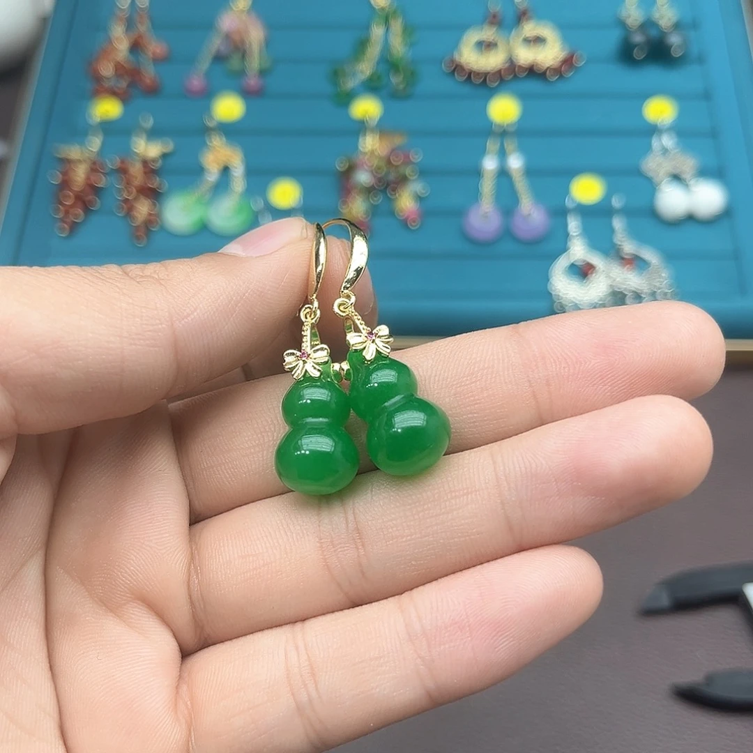 玛瑙/玉髓耳钉银S925镶嵌21300